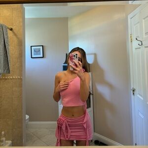 Light pink going out set with Y2K flowers